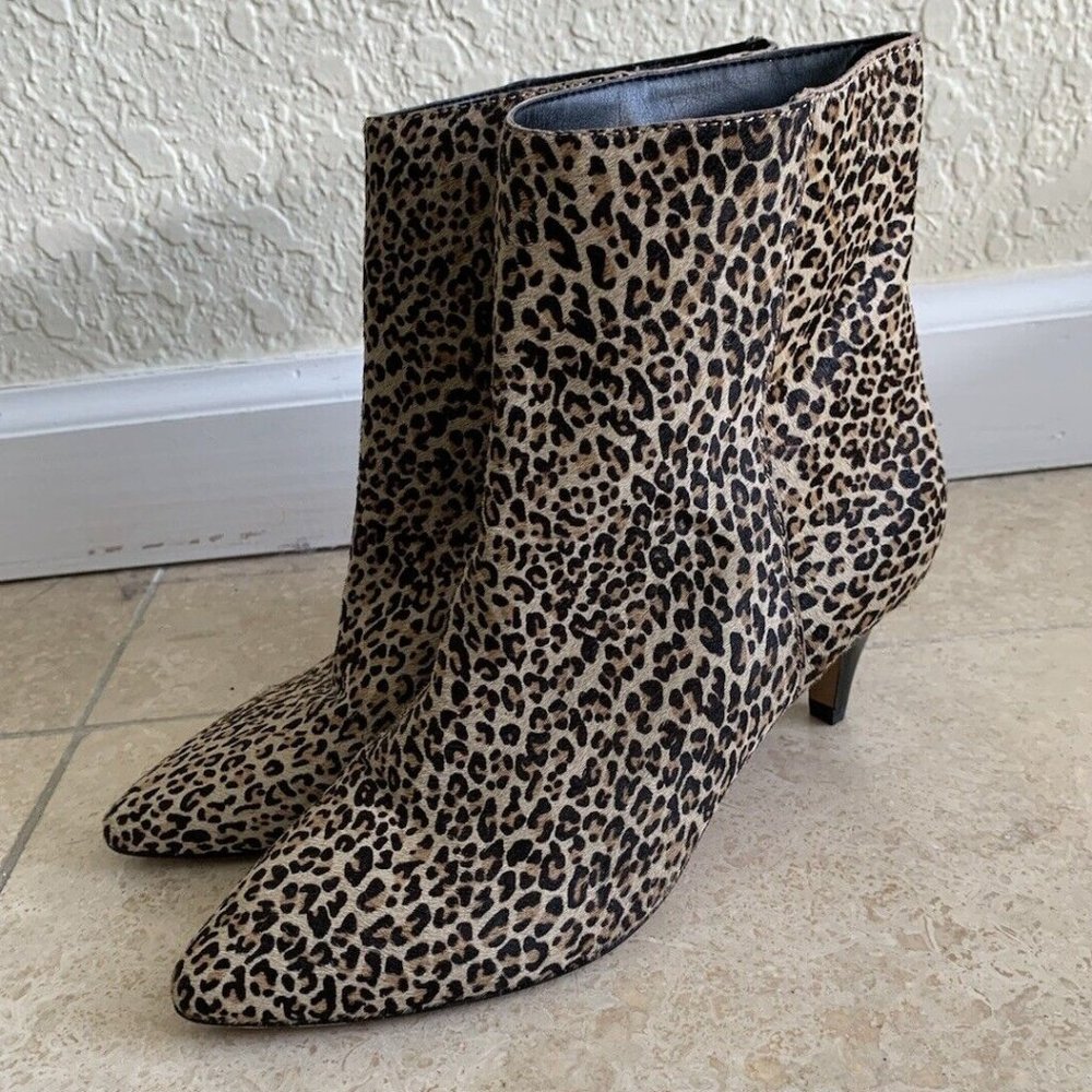 Dolce Vita Womens Booties Leopard Print Calf Hair Beige Tan Size 6.5